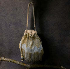 Fringe Potli in shades of Silver and Gold