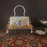 Multi meenakari bag with top brass handle