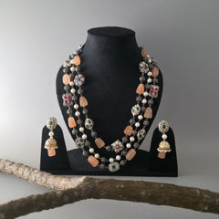 Orange shade multi layer necklace
