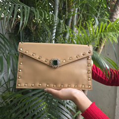 Emerald broach stud envelope bag