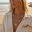 Sun charm double string necklace