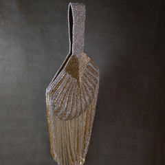 Falling cutdana bag in multi gold and silver