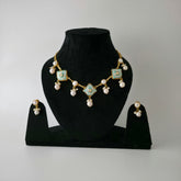 Pearl Droplet Meenakari Necklace Set in firoza