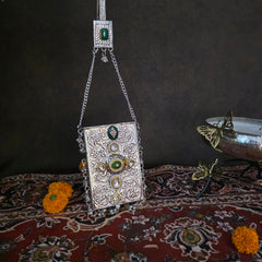 Kundan mobile batua- silver