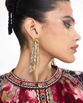 Long Leaves Dangler In Dual Shade