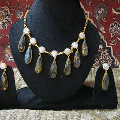 Pearl labradorite trinklet necklace