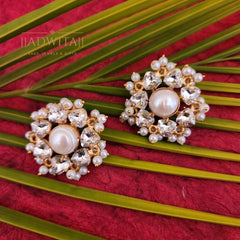 Pearl Zirconia Studs With Hint Of Mini Pearls