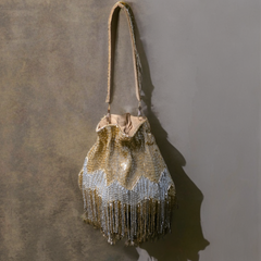 Fringe Potli in shades of Silver and Gold