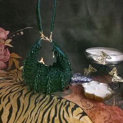 Crystal Droplet moon bag in emerald green