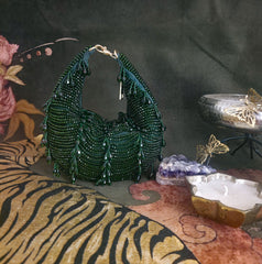 Crystal Droplet moon bag in emerald green