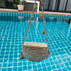 Mini mirror coin bag- silver