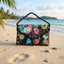 Black Multi Flower Flap Bag