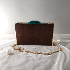 Dragonfly wood & resin clutch bag