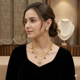 Multi layer polki chain necklace set
