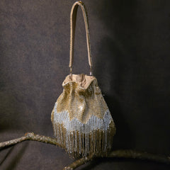 Fringe Potli in shades of Silver and Gold