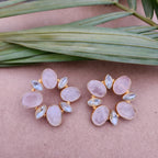 Pink Quartz Zirconia Hollow Studs