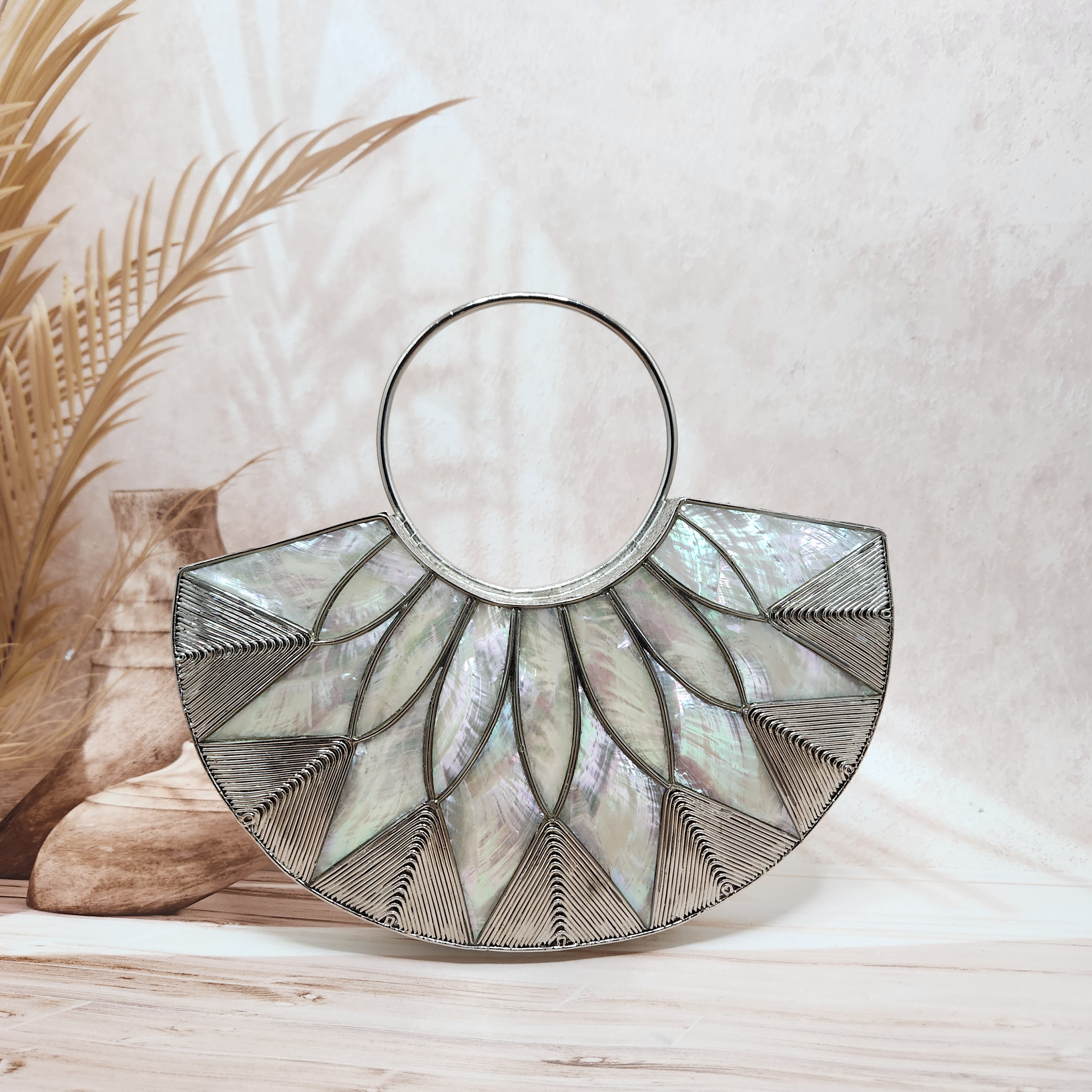 Aaliyah Bag (White Mother of Pearl in silver )