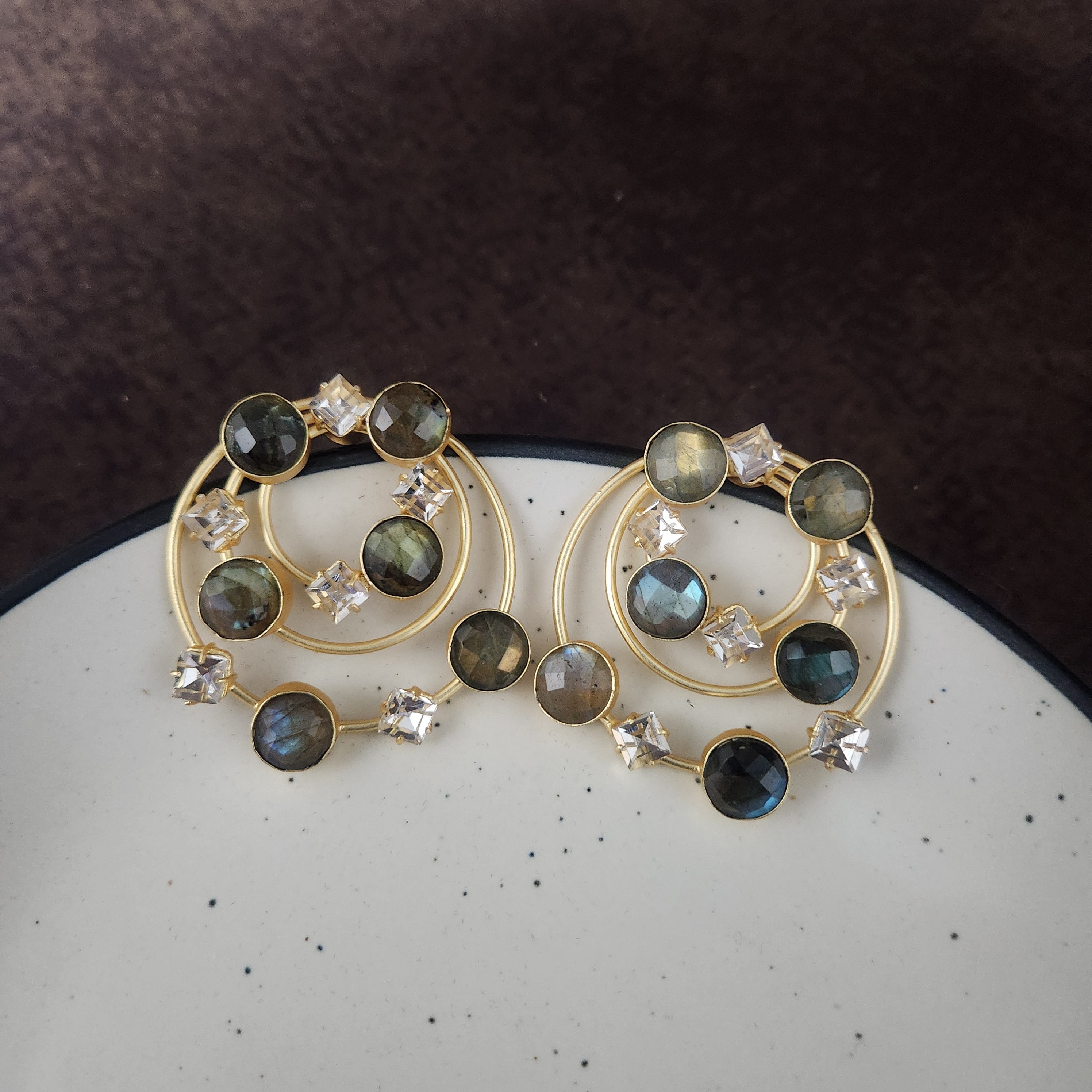 Dara Studs - labradorite and zirconia Secondary image