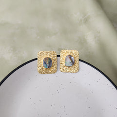 Hammered Metal Abalone Stud