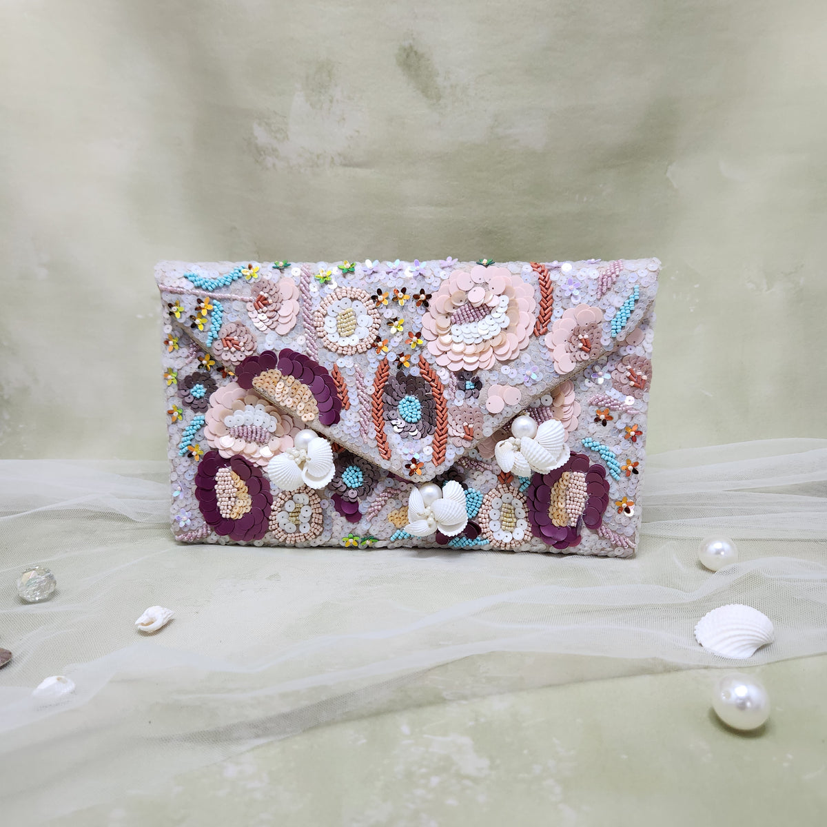 Floral Sea Shell Bag