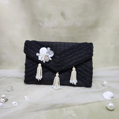 Nour Sea Shell Bead Bag in Black