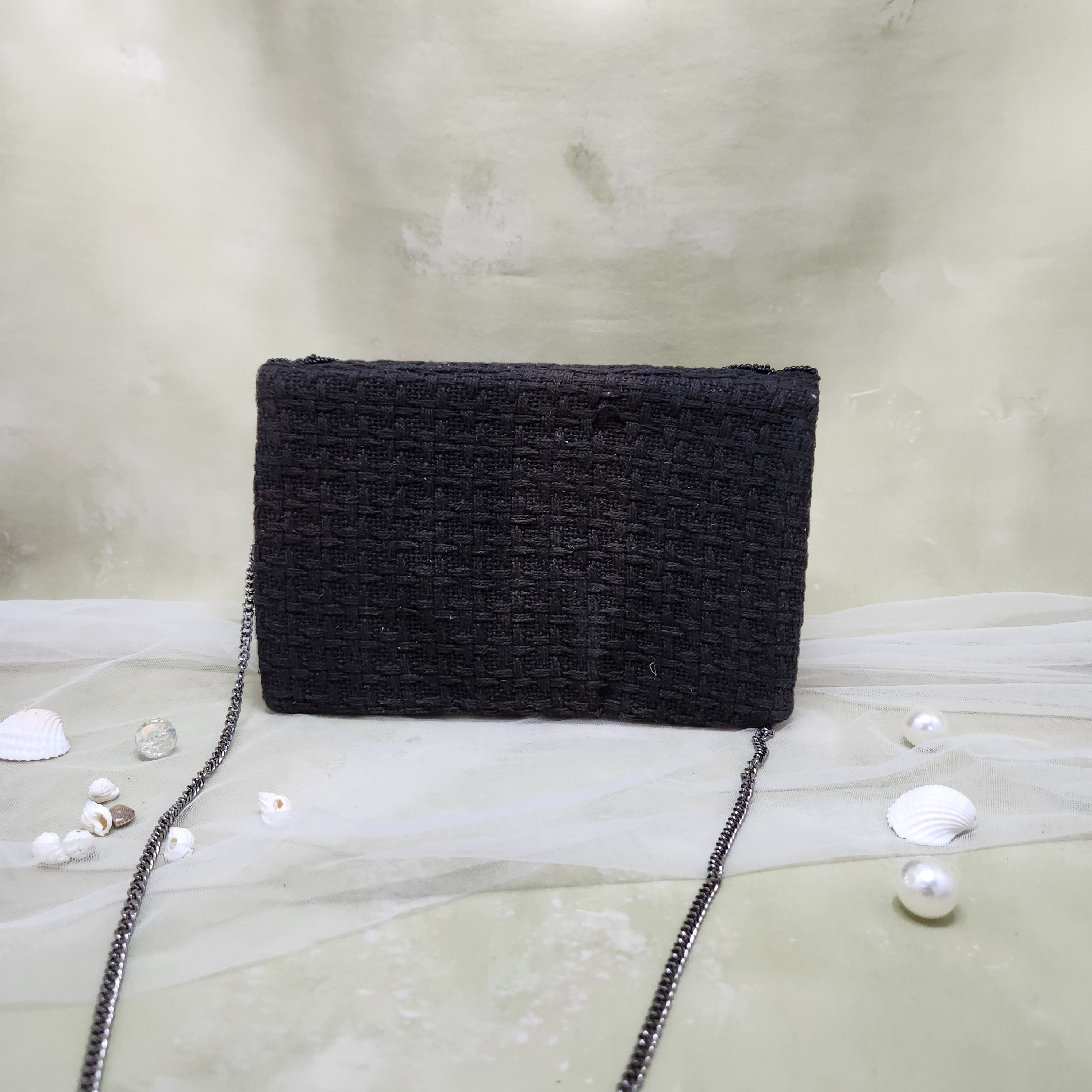 Nour Sea Shell Bead Bag in Black