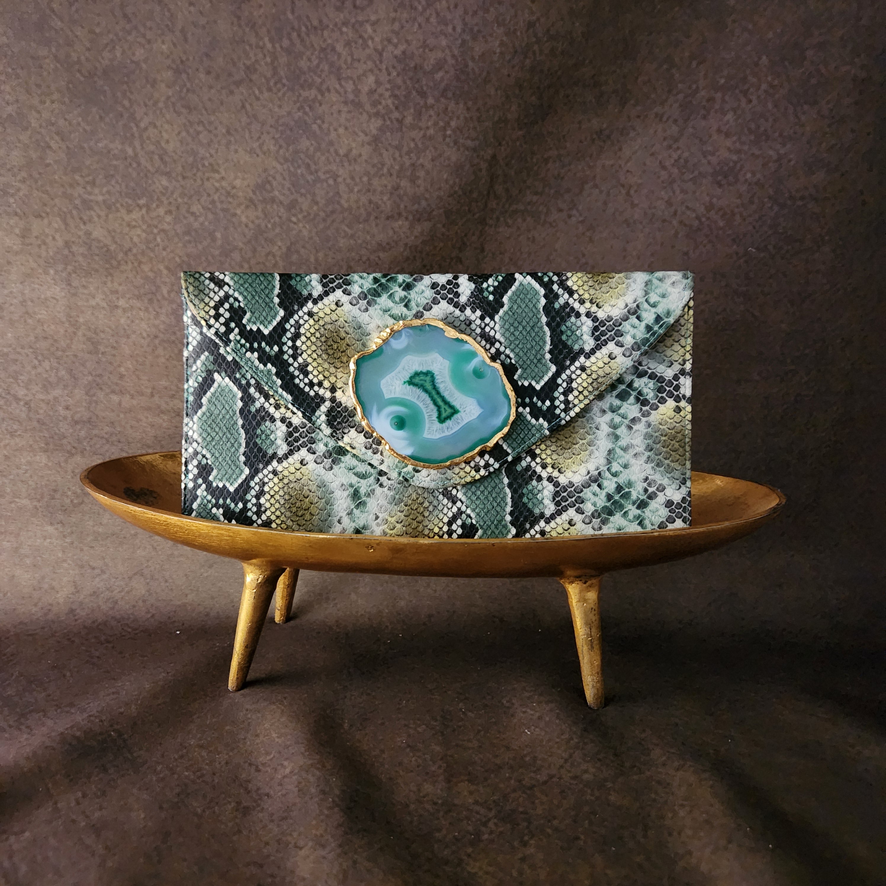 The Agate Python Embossed Flap Bag