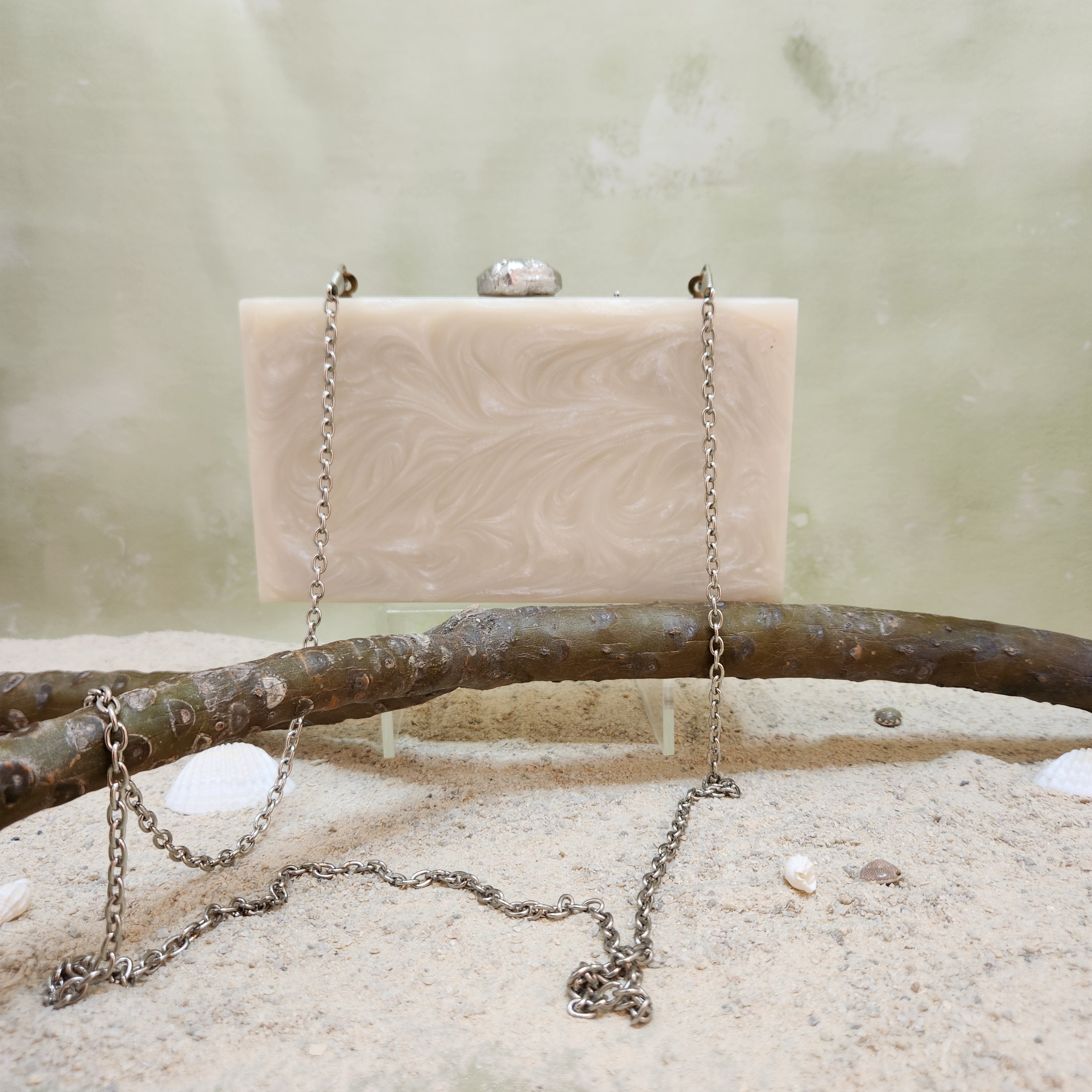 The Rhea Clutch in Silver Secondary image