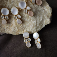 Agam Necklace Set in Chinese Opal Pink Quartz and Grey Monalisa