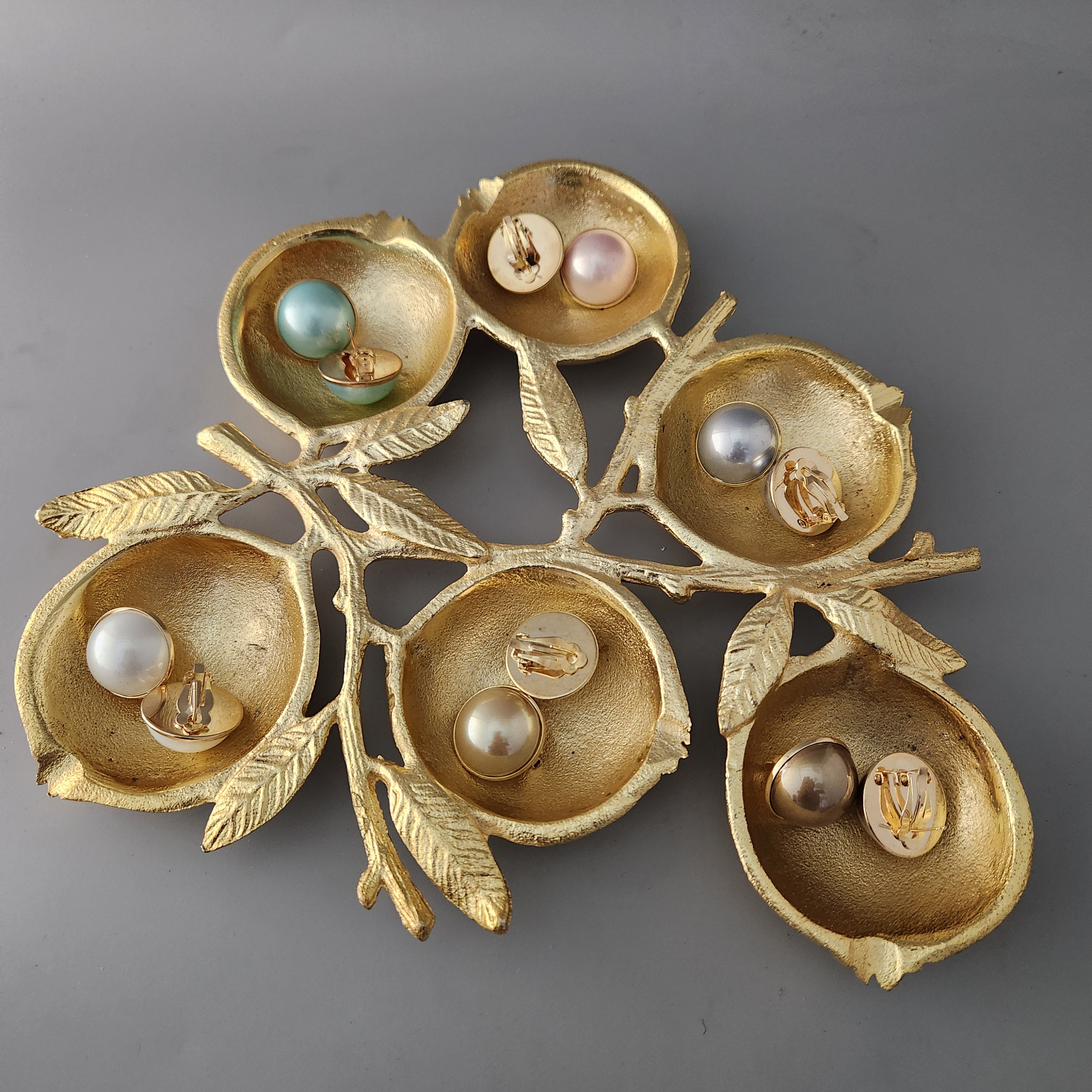 Half Pearl Gold Line Big Size Studs Secondary image