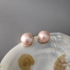 Half Pearl Gold Line Big Size Studs