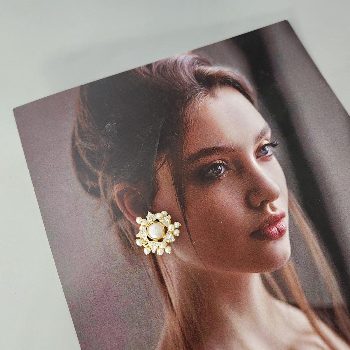Pearl Zirconia  Studs With Hint Of  Mini Pearls