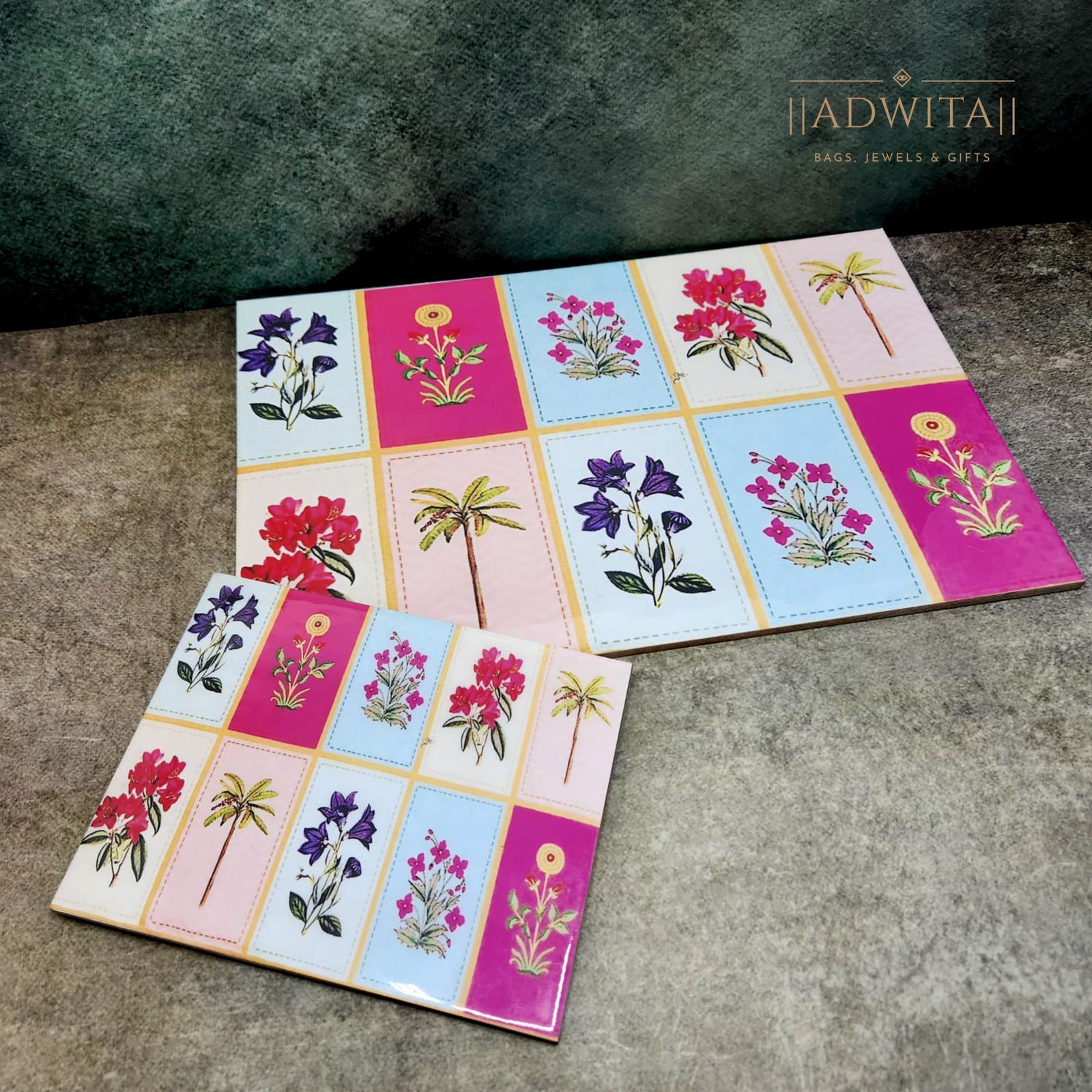 Mdf Printed And Laminated Dining Table Mats Set Of 6 Plus Trivet Set Of 2 Main image