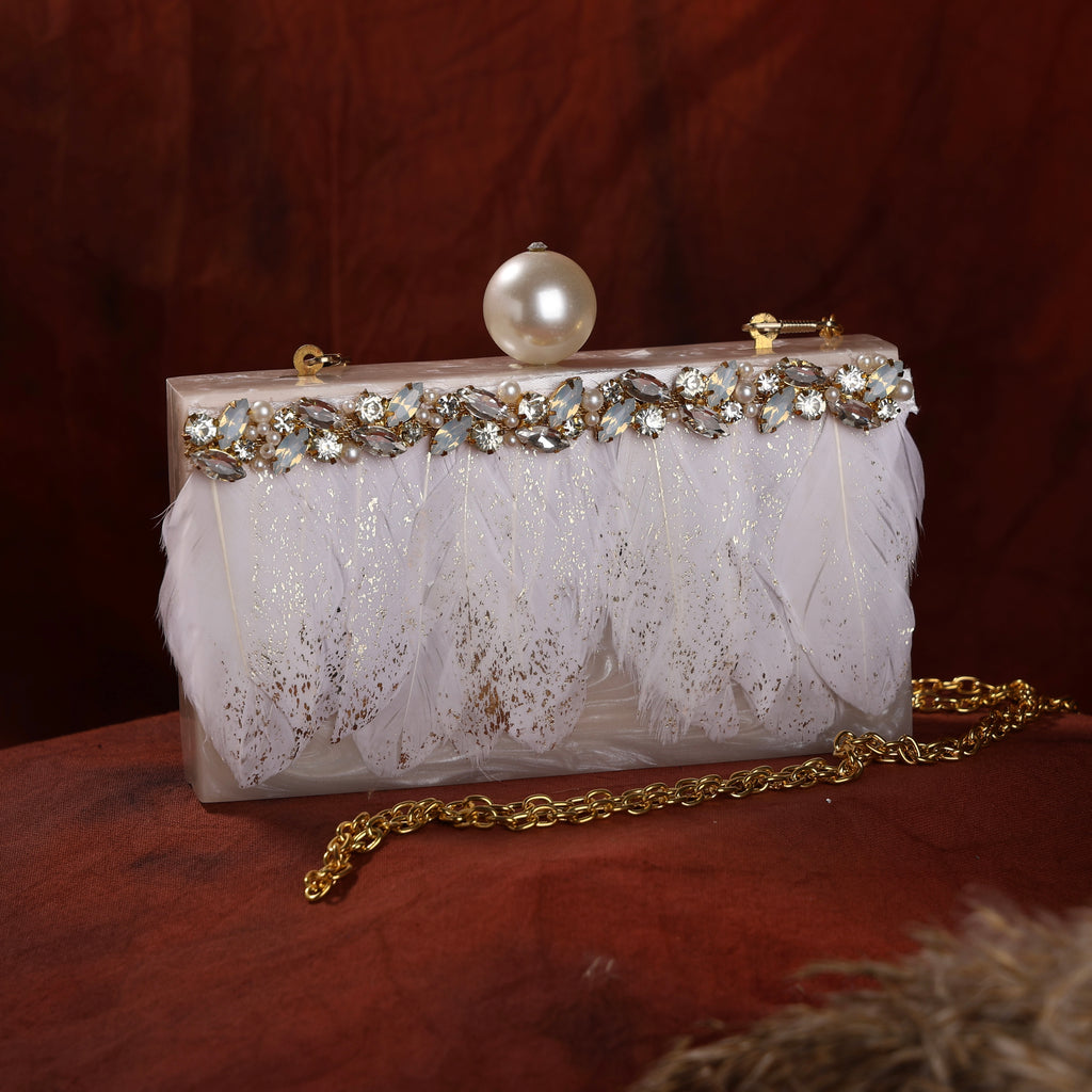 Paksh Clutch - Ivory white