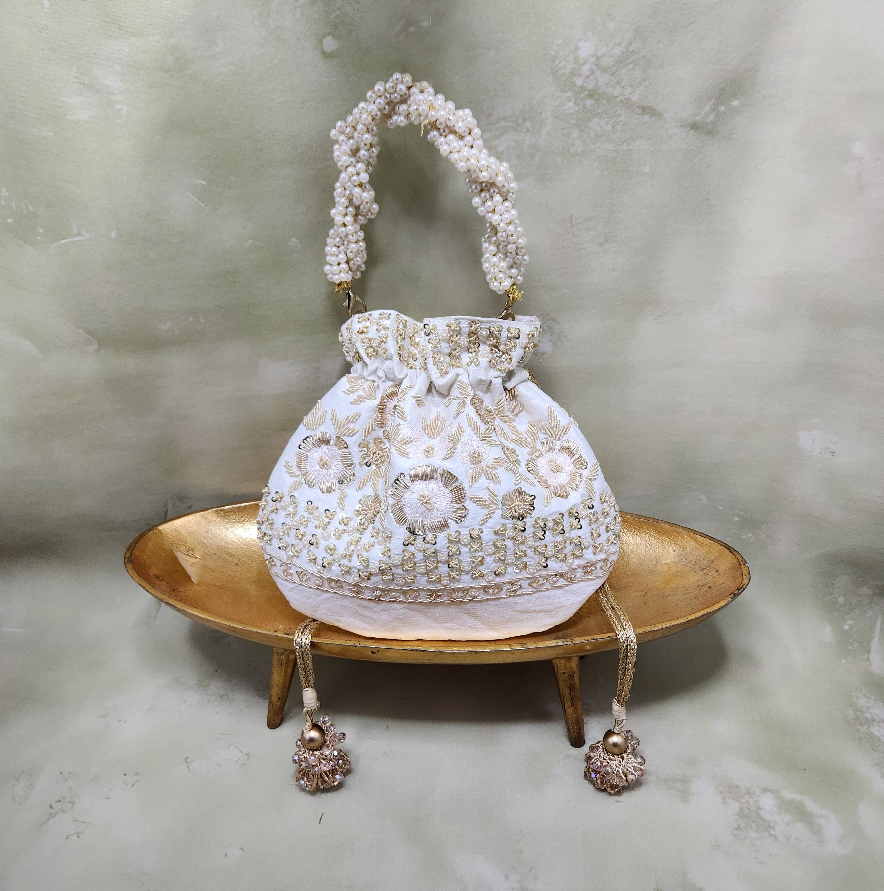 Floral Saga Potli - White Main image