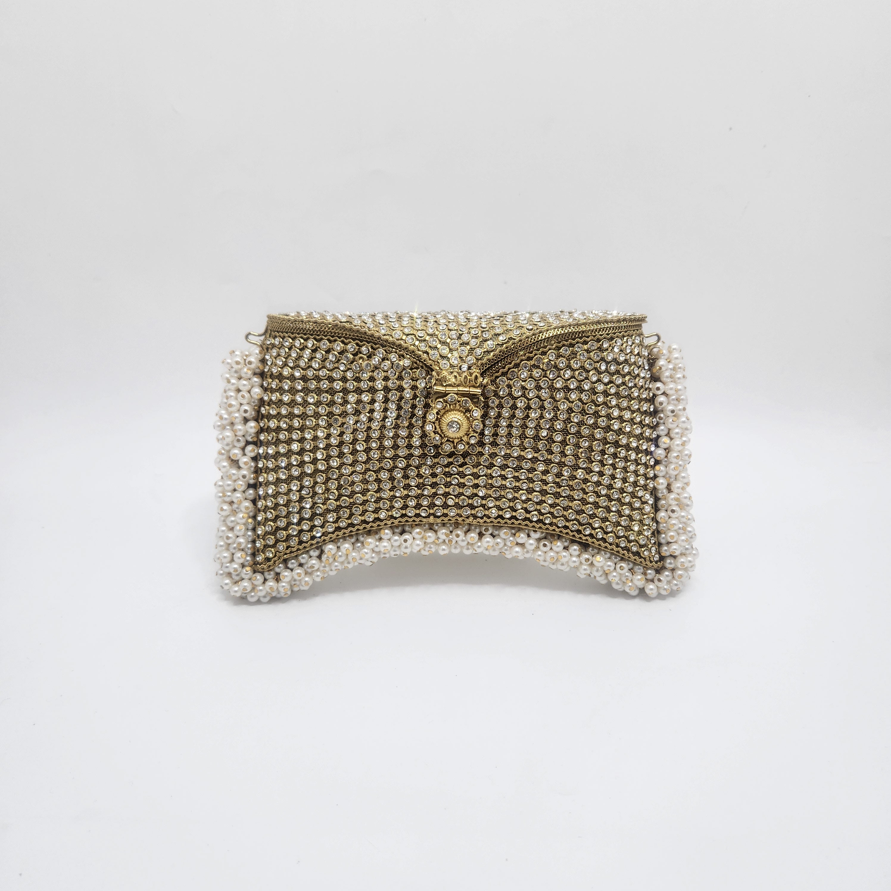 Rhinestone Pearl Pouchette Bag