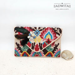 Evil eye feather saga flap bag