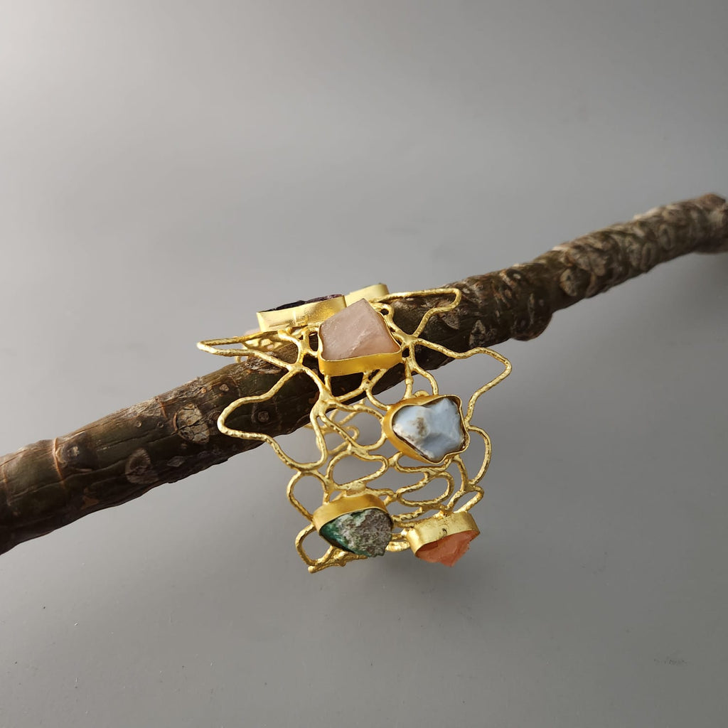 Multi Stone Web Cuff