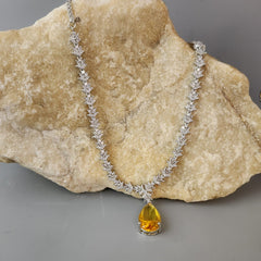 Zirconia Yellow Doublet Necklace