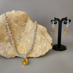 Zirconia Yellow Doublet Necklace