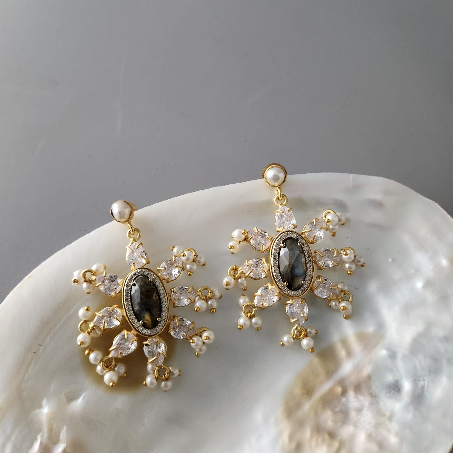 Flora Zirconia Dangler - Labradorite Main image