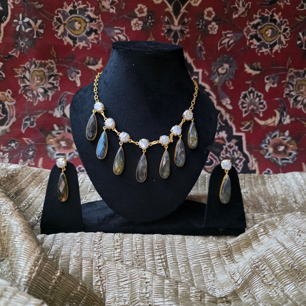 Pearl labradorite trinklet necklace