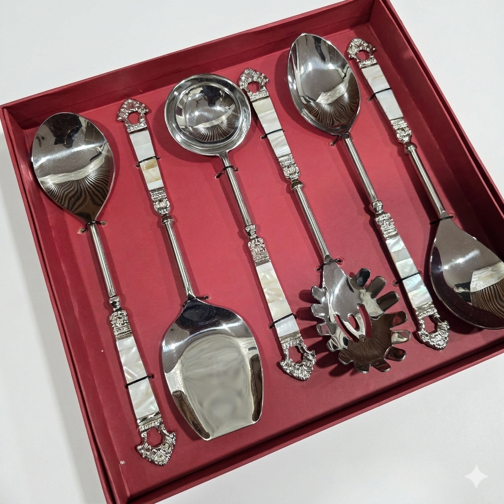 Crown mother of pearl serving cutlery set of 6