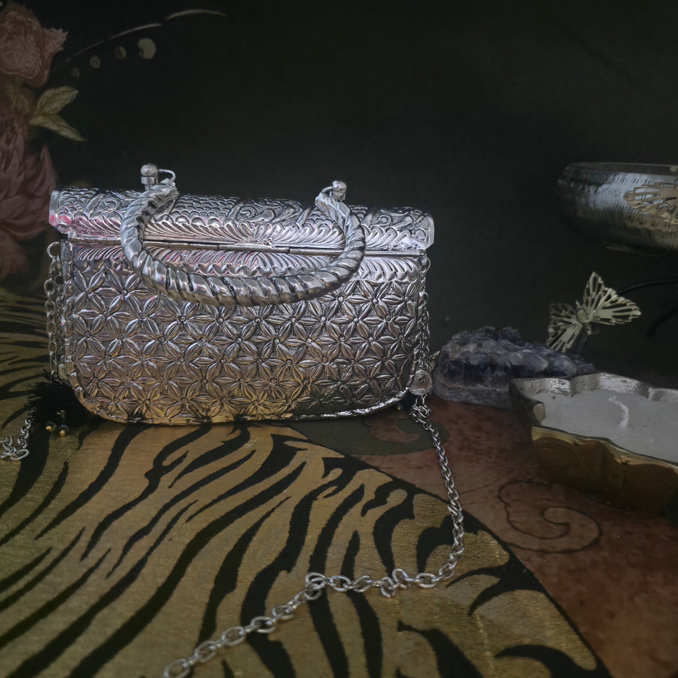 Dalia brass bag in silver