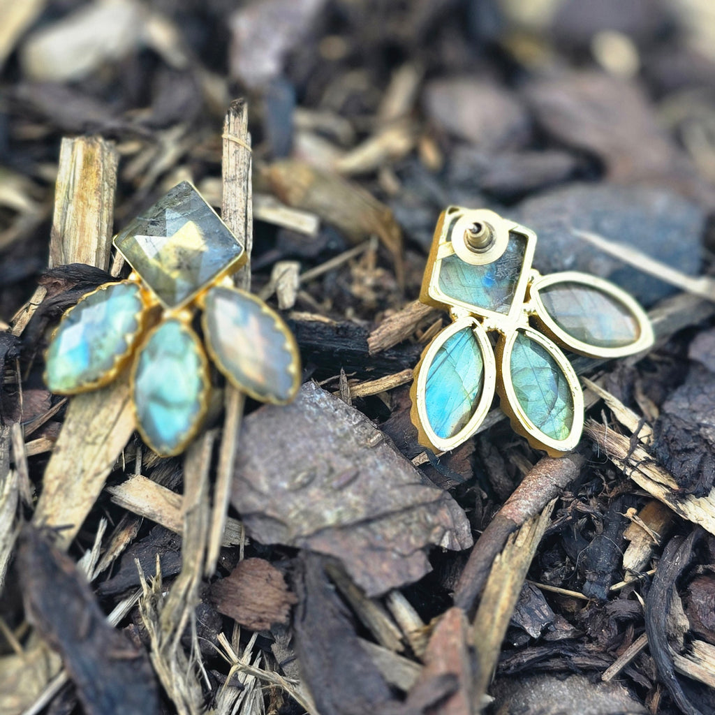Labradorite fan studs