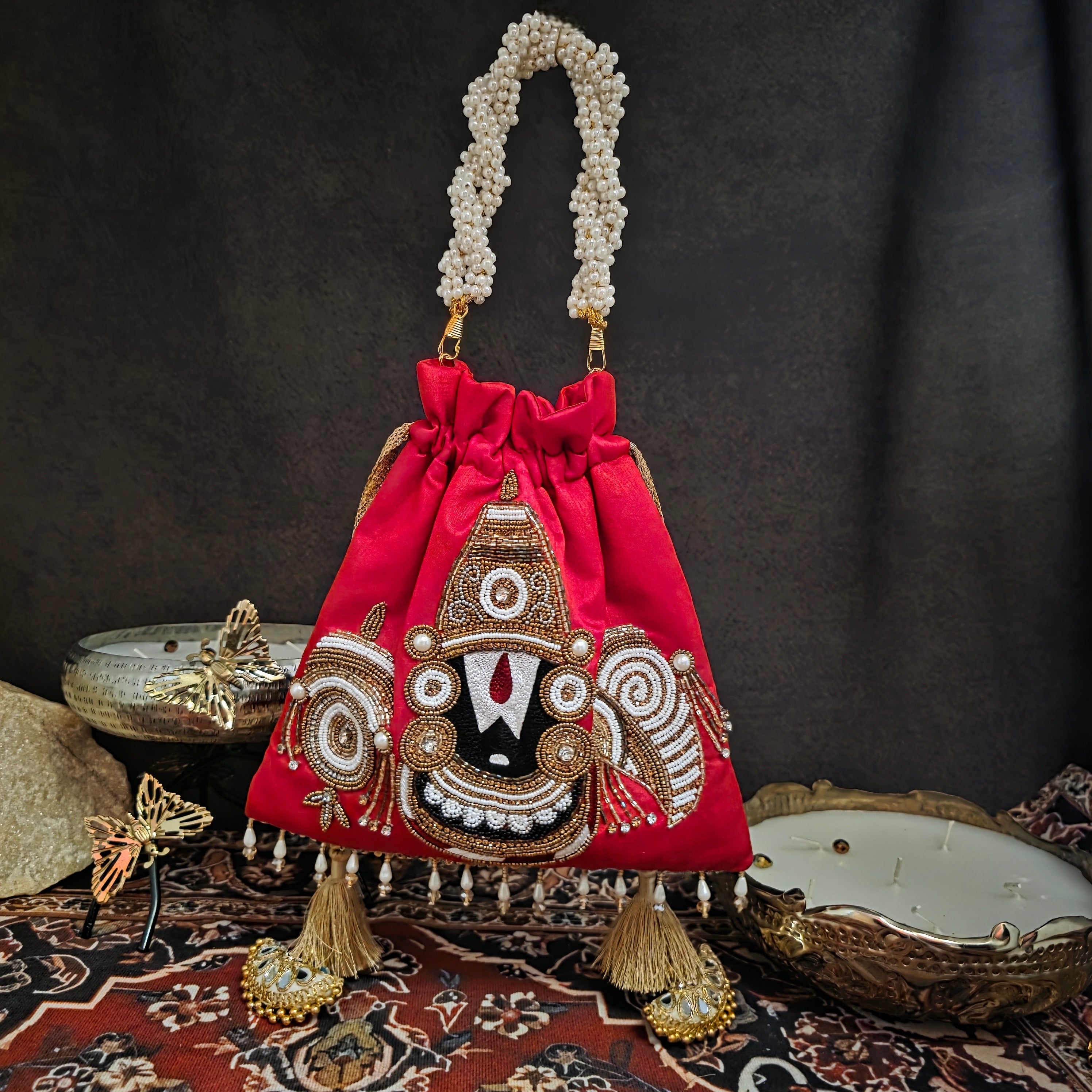Tirupati potli bag in red Main image