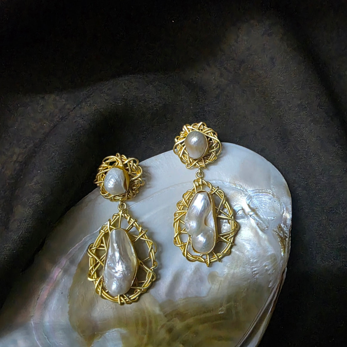 Wired Pearl Chip Danglers Secondary image