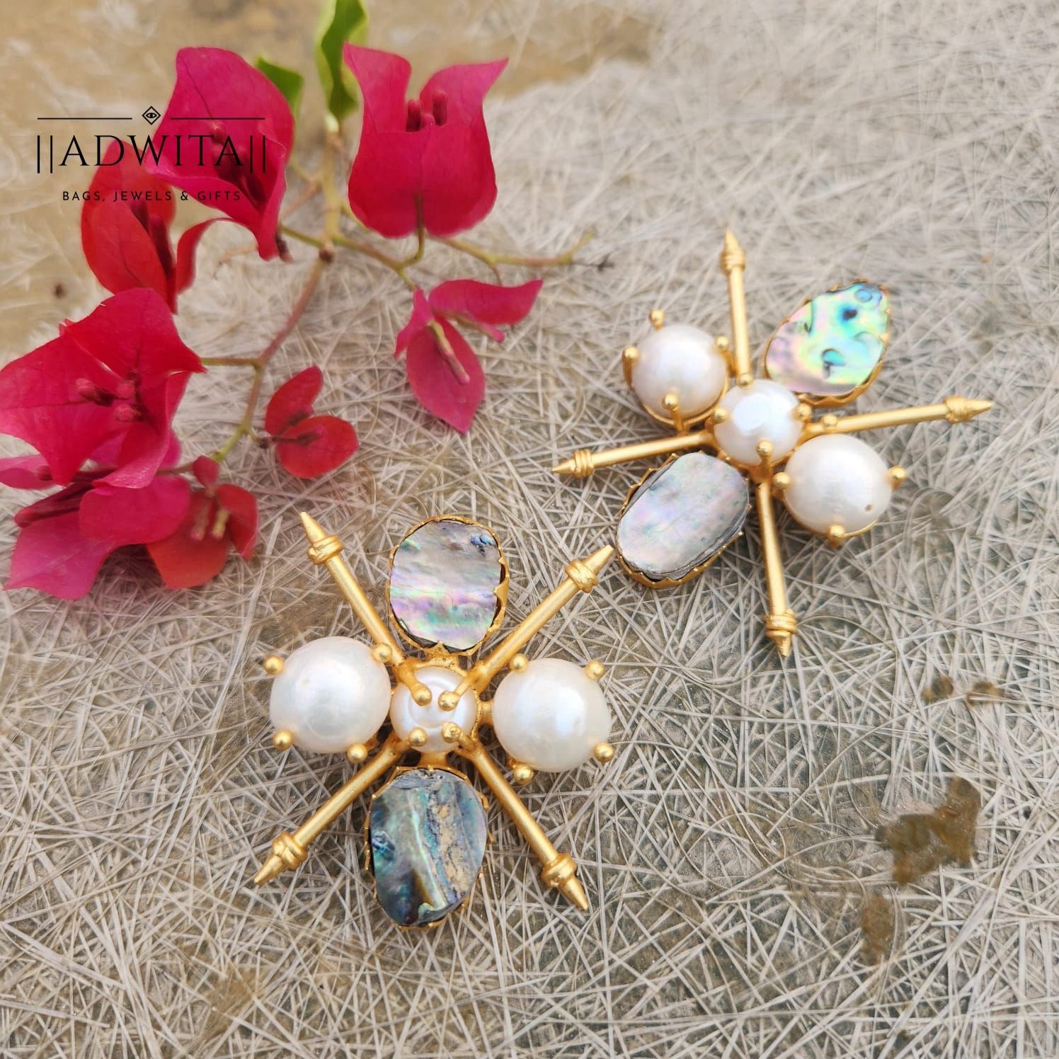 Arrow Flower Studs with Abalone and Pearl Main image