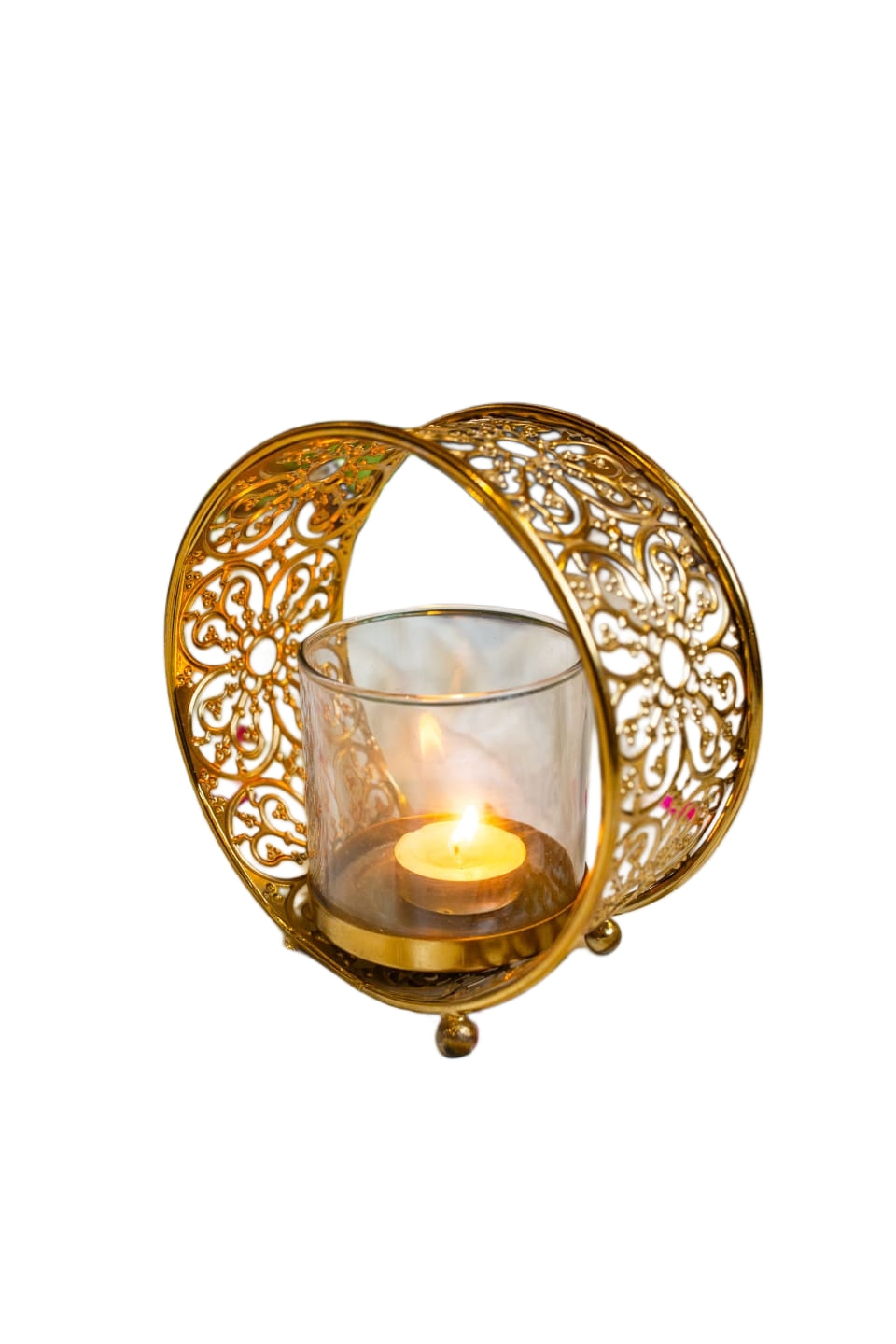 Floral Filigree Wheel mini glass Candle Stand