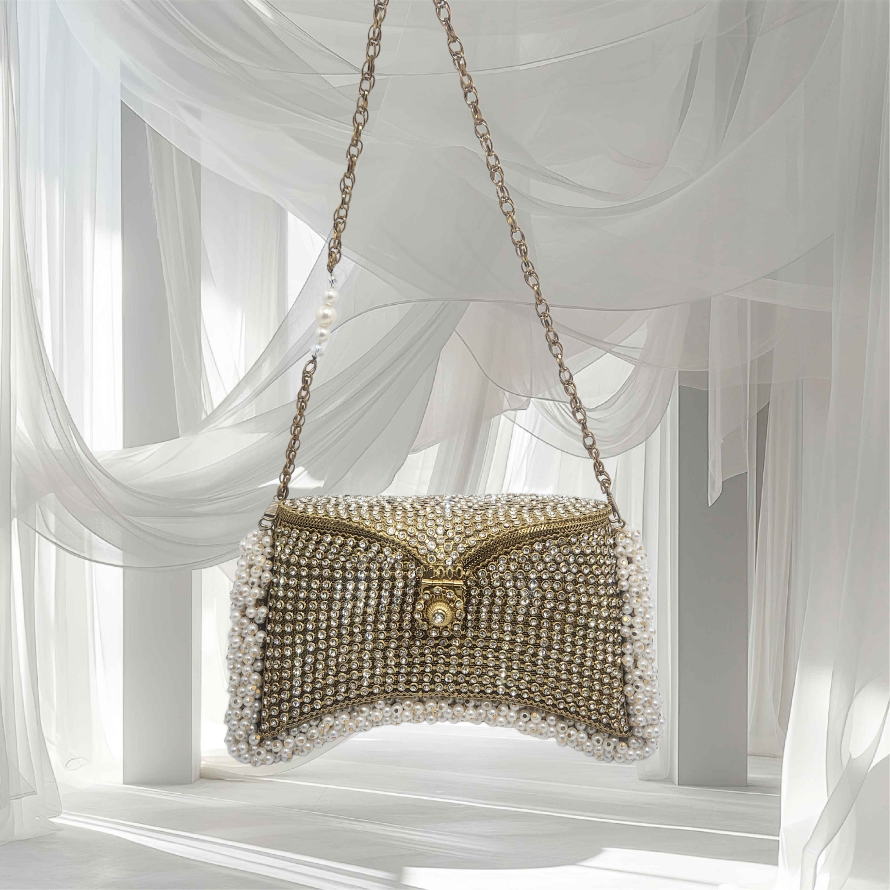 Rhinestone Pearl Pouchette Bag Main image